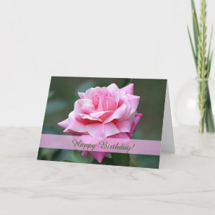 Pink Rose Custom Birthday Card