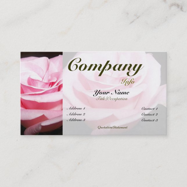 Pink Rose-custom colour Business Card (Front)
