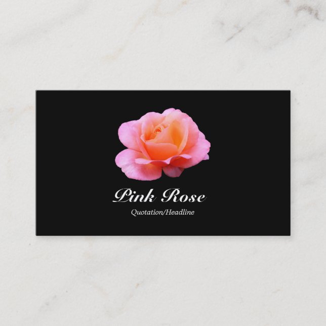Pink Rose - Dark Green Business Card (Front)