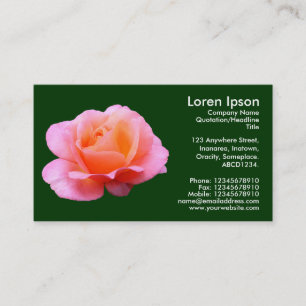 Pink Rose - Dark Green Business Card