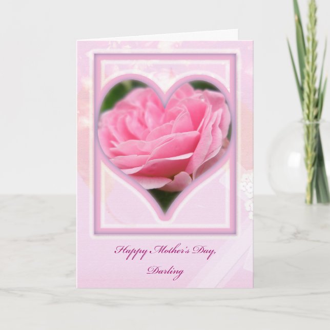 Pink Rose Darling Happy Mother's Day Card (Front)