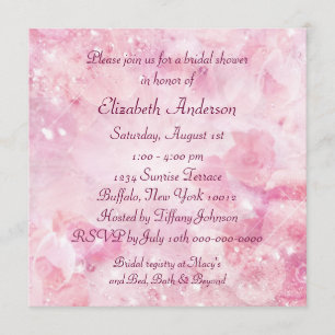 Pink Rose Diamonds Pink Bridal Shower Invitation