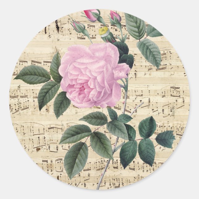 Pink Rose Dreamy Classic Round Sticker (Front)
