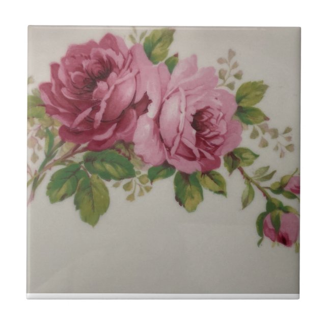 Pink Rose elegance Ceramic Tile (Front)