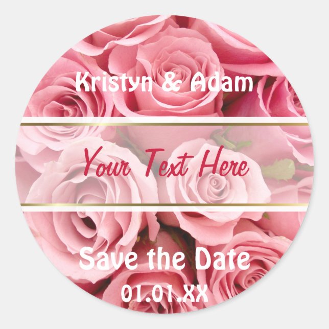Pink Rose Elegance Classic Round Sticker (Front)