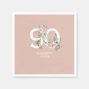 Pink Rose Elegant 90th Blush Birthday Party Napkin