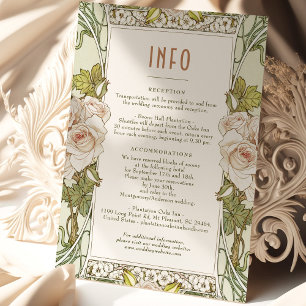 Pink Rose Enclosure INFO Vintage Art Nouveau Mucha Invitation