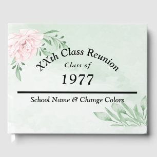 Pink Rose Eucalyptus Foliage Class Reunion Guest Book