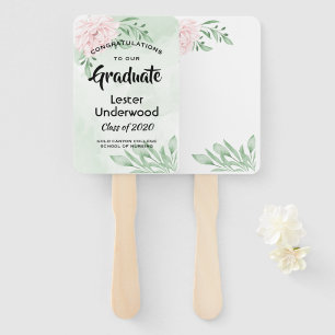 Pink Rose Eucalyptus Foliage Graduation Hand Fan