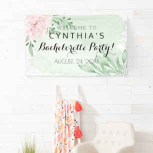 Pink Rose Eucalyptus Leaves Foliage ​bachelorette  Banner