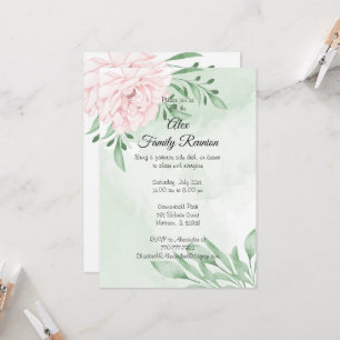Pink Rose Eucalyptus Succulent Foliage Reunion Invitation