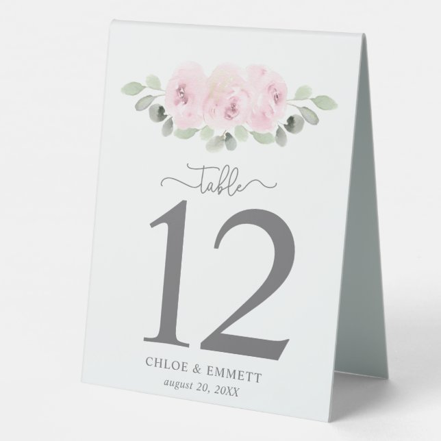 Pink Rose Eucalyptus Table Number Table (Back)