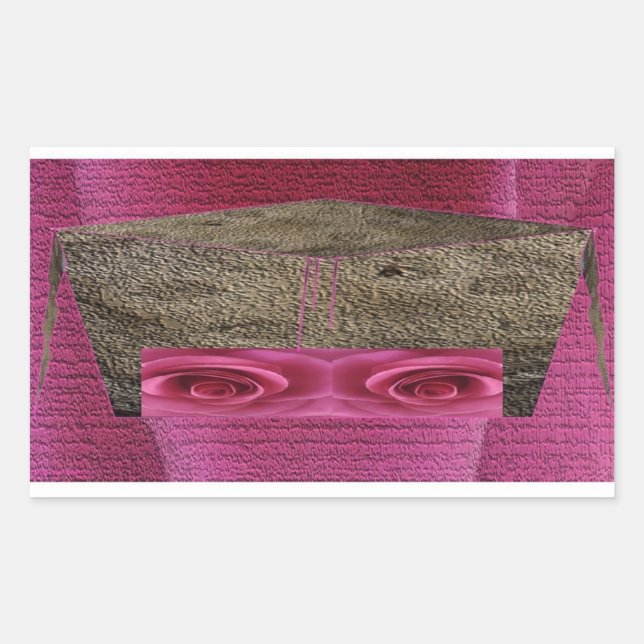 Pink Rose Face. Rectangular Sticker (Front)