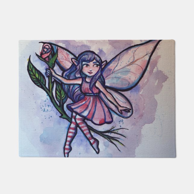 Pink Rose Fairy                                    Doormat (Front)