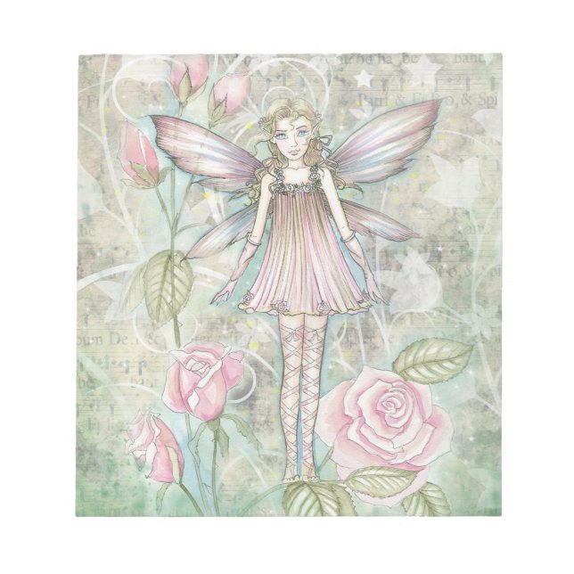 Pink Rose Fairy Notepad (Front)