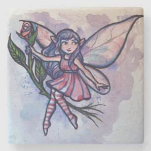 Pink Rose Fairy                                    Stone Coaster