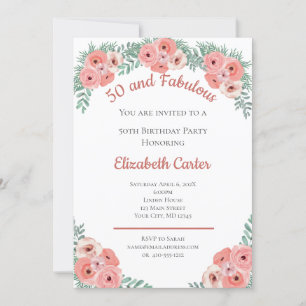 Pink Rose Floral 50 and Fabulous Birthday