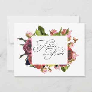 Pink Rose Floral Advice for the Bride Card