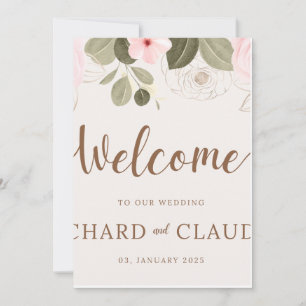 Pink Rose Floral Arch Elegant Wedding Invitation