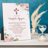 Pink Rose Floral Baptism Prayer Sign