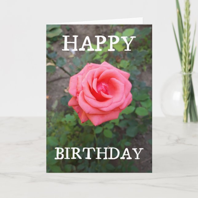 Pink Rose Floral Birthday Card (Front)