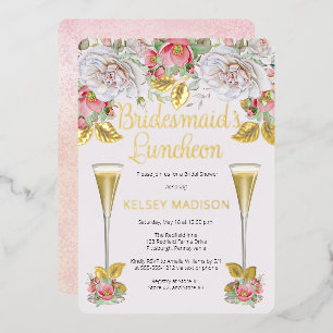 Pink Rose Floral Blooms Bridesmaids Luncheon