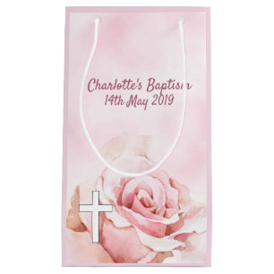 Pink rose floral blush small gift bag