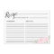 Pink Rose Floral Bridal Recipe Card