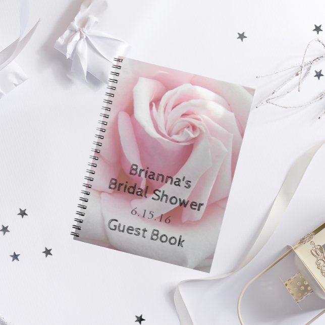 Pink Rose Floral Bridal Shower Guest Notebook (In Situ)