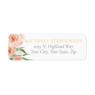 Pink Rose Floral Bridal Shower Return Address