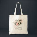 Pink Rose Floral Bunch 75th Birthday Party Tote Bag<br><div class="desc">Modern floral Any Age Birthday Party tote bag featuring Rustic floral greenery and pink rose foliage. The template that can be easily edited and the text replaced with your own details by clicking the "Personalize" button. For further customization, please click the "Customize Further" link and use our design tool to...</div>