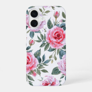 Pink Rose Floral Cottagecore Watercolor Pattern iPhone 16 Case