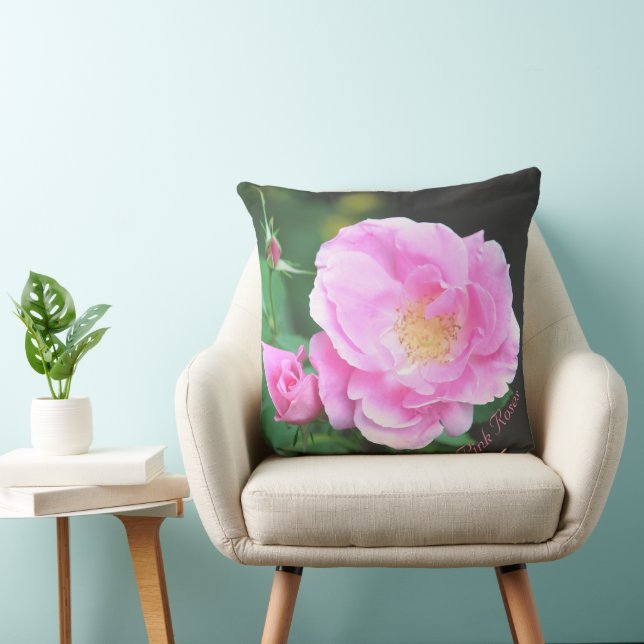 Pink Rose Floral Cushion (Chair)