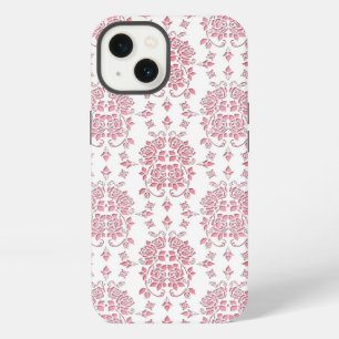 Pink Rose Floral Damask Style Pattern iPhone 13 Case
