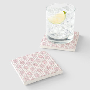 Pink Rose Floral Damask Style Pattern Stone Coaster
