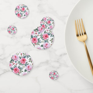 Pink Rose Floral Elegant Watercolor Pattern Confetti