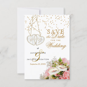 Pink Rose Floral Flowers Save The Date