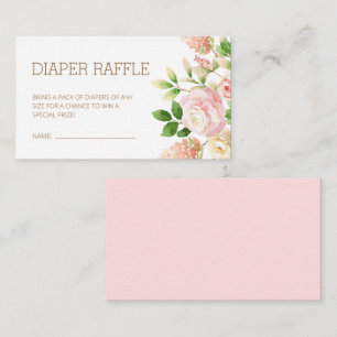 Pink Rose Floral Girl Baby Shower Diaper Raffle Enclosure Card