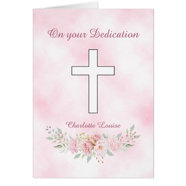 Pink rose floral girl Christian Dedication (Front)