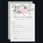 Pink Rose Floral Greenery Advice and Wishes Card<br><div class="desc">A beautiful pink rose floral border tops this Advice and Wishes card. If you need more matching products please message me.</div>