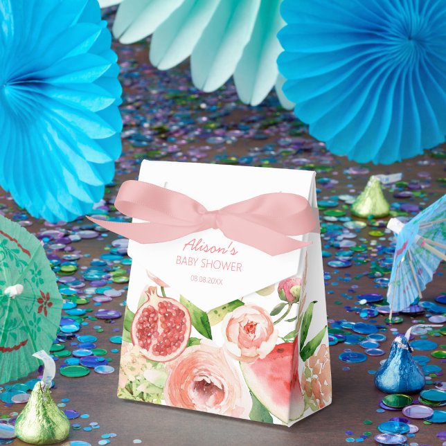 Pink Rose Floral Greenery Girl Baby Shower  Favour Box (Creator Uploaded)