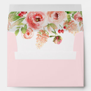 Pink Rose Floral Greenery Return Address Envelope