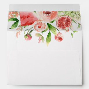 Pink Rose Floral Greenery Return Address Envelope