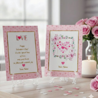 Pink Rose Floral Hearts Valentine's Day Gifts Card