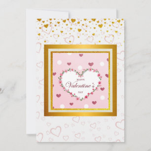 Pink Rose Floral Hearts Valentine's Day Gifts Holiday Card