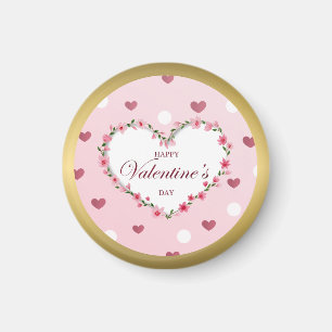 Pink Rose Floral Hearts Valentine's Day Gifts Magnet