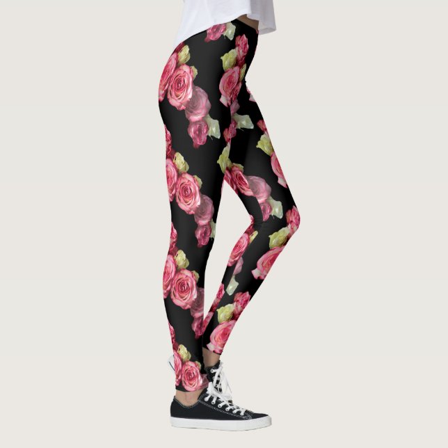 Pink rose floral leggings (Right)
