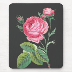Pink rose floral modern mouse mat