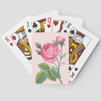 Pink rose floral modern pastel playing cards