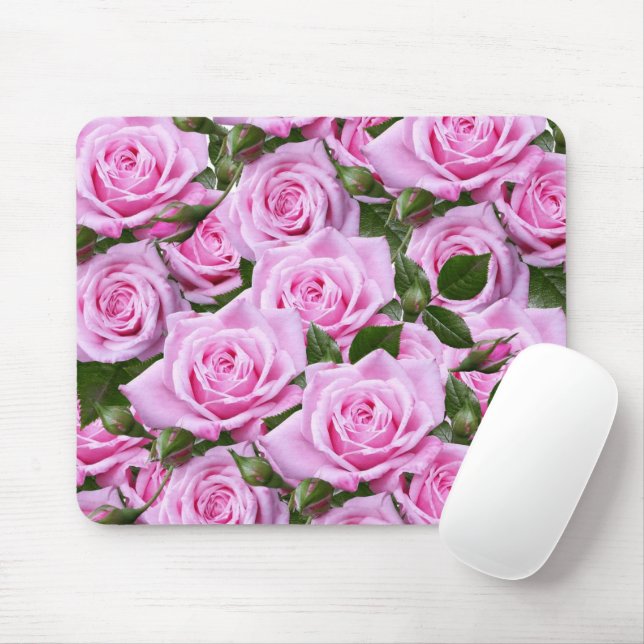 Pink Rose Floral Mouse Pad! Mouse Pad (With Mouse)